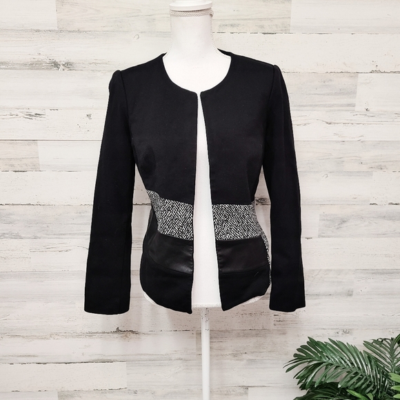 Calvin Klein Black Collarless Professional Career Blazer Jacket - Picture 1 of 7
